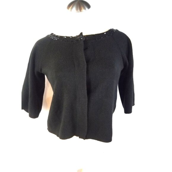 3/$25 LOFT Size XS Black Wool Shrug Sequins - Picture 2 of 7